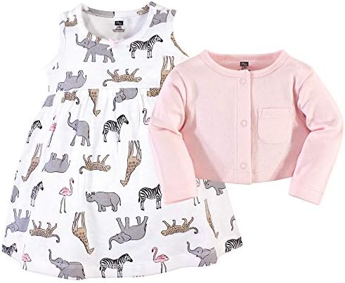 Hudson Baby Infant and Toddler Girls Cotton Dress and Cardigan Set - Image 3