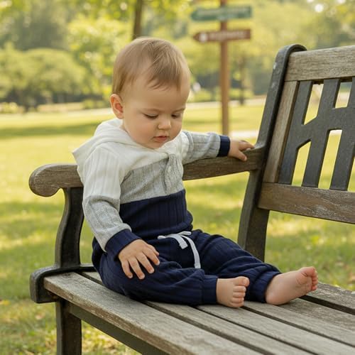 Giraropa Newborn Baby Boy Clothes Rib Knit Romper Jumpsuit Solid Sweater - Image 3