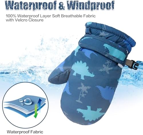 Toddler Mittens Lined Fleece Snow Gloves - Image 3