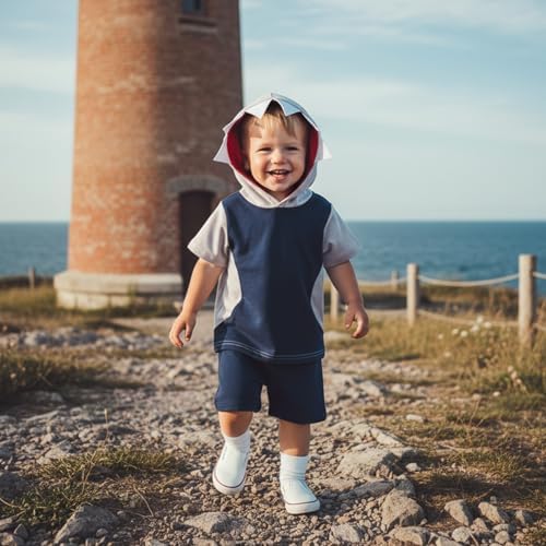 Toddler Baby Boy Hooded Dinosaur Summer Outfit Funny T-Shirt Shorts Set - Image 6