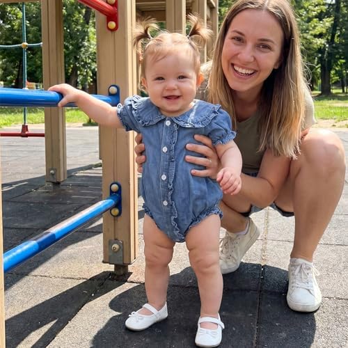 Baby Girl Denim Outfit Button Romper Jean Jumpsuit Shorts Overalls Toddler - Image 2