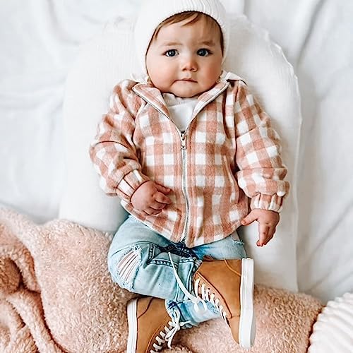 Douhoow Toddler Baby Plaid Jacket Baby Boy GIrl Flannel Hoodies Zip Up Hooded - Image 2