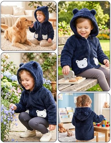 Unisex Baby Fleece Jacket Winter Sherpa Lined Hoodie - Image 2
