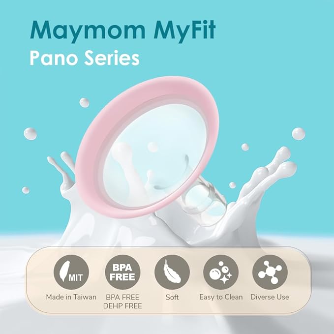 9mm Maymom MyFit Shields, Pano Series; Compatible with Medela Breast Pump- PersonalFit, Freestyle, Harmony, Maxi, Freestyle Flex Connector; Connect to Maymom Widemouth/Narrow Connector, 2pcs