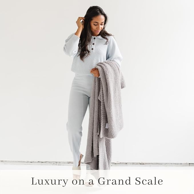 Saranoni Bamboni Oversized Blanket Soft Comfort Couch Bed Gray X-Large | Luxury - Image 4