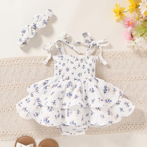 YOUNGER TREE Baby Girl Clothes Infant Summer Romper Dress Sleeveless Bodysuit - Image 3