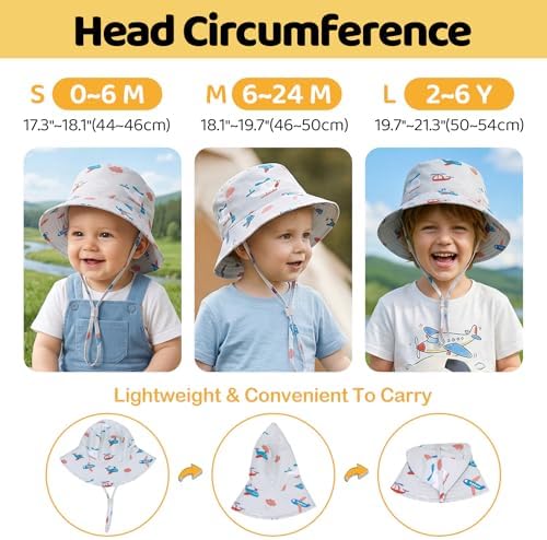 Toddler Bucket Hats UPF 50+ Baby Sun Hat Adjustable Kids Sun Protection Summer - Image 6