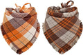 Fall Dog Bandana Autumn Thanksgiving Plaid Reversible Triangle Bibs Scarf by KZHAREEN