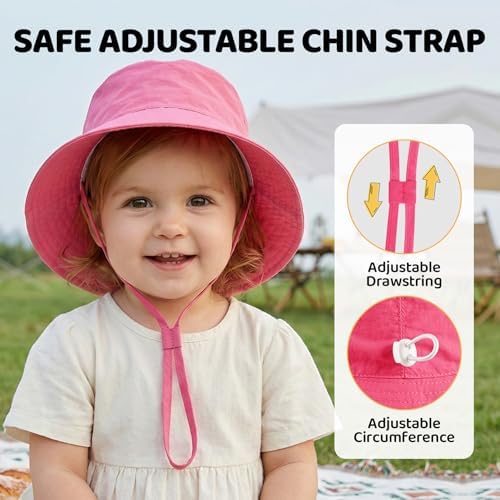 Toddler Bucket Hats UPF 50+ Baby Sun Hat Adjustable Kids Sun Protection Summer - Image 5