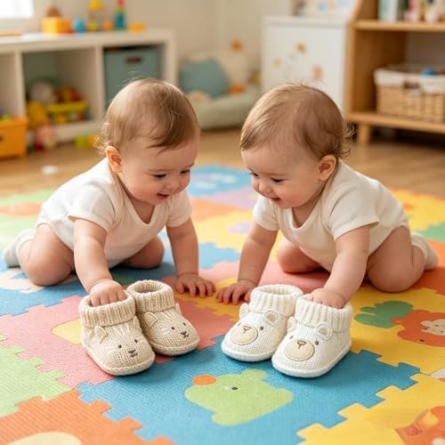 2 pairs Cute Knit Animal Baby Booties - Image 2