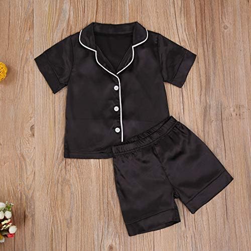 Kids Baby Girl Boy Satin Pajamas Set Button Down Sleep Shirt Top+Long Pants - Image 3