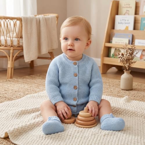 LAWKUL Cotton Baby Sweater and Booties Set - Image 5