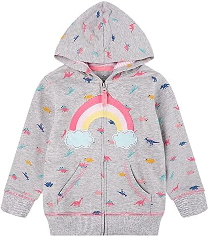 Baby Girl Zip-up Jacket Rainbow Unicorn Cotton Hoodie Sweatshirt Toddler Fall by Popshion