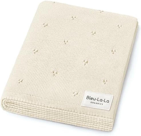 100% Luxury Organic Cotton Pointelle Knit Baby Blanket – Refined Lightweight by BleuLaLa