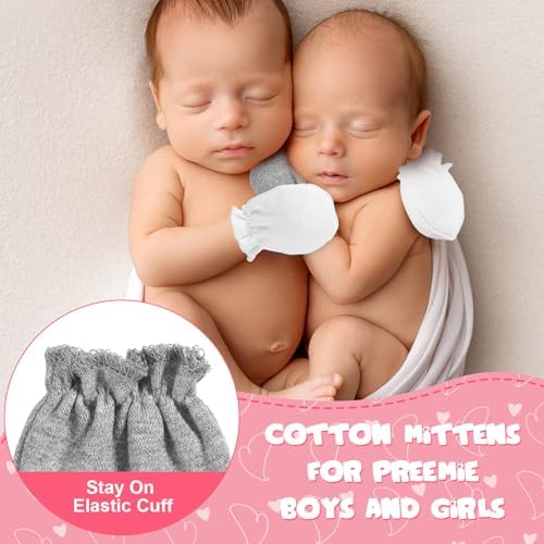 Vabean 12 Pairs Preemie Baby Mittens No Scratch Cotton Premature Baby Gloves - Image 6
