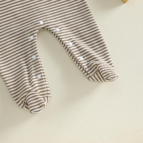 Bagilaanoe Newborn Baby Boy Footie Romper Waffle Knit Outfit Fall Jumpsuit | - Image 6
