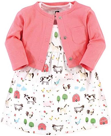 Hudson Baby Infant and Toddler Girls Cotton Dress and Cardigan Set by HudsonBaby