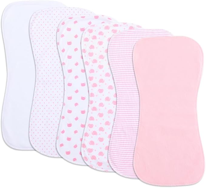 6 Pack Cotton Baby Burp Cloths Extra Absorbent Soft by Gelisite