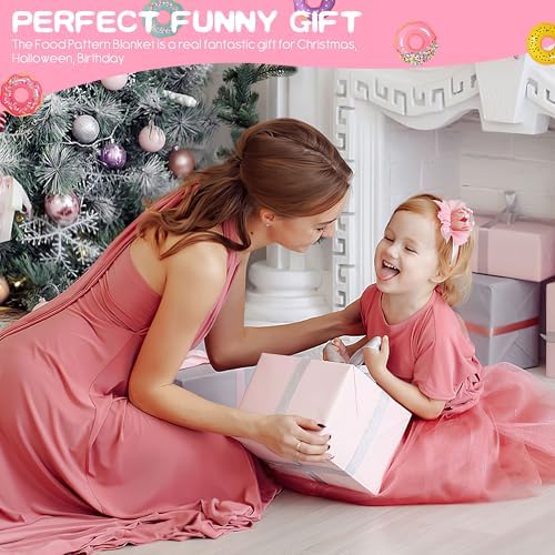 SeaRoomy Donut Blanket, Realistic Food Funny Donuts Blanket, 60 in，Pink - Image 6