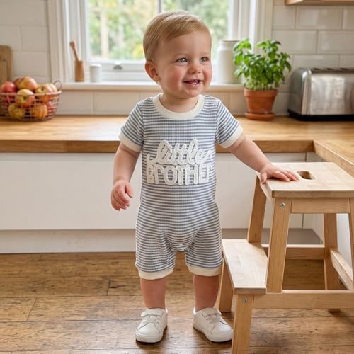 allshope Newborn Baby Boy Summer Outfit Romper Letter Embroidery Short Sleeve - Image 4