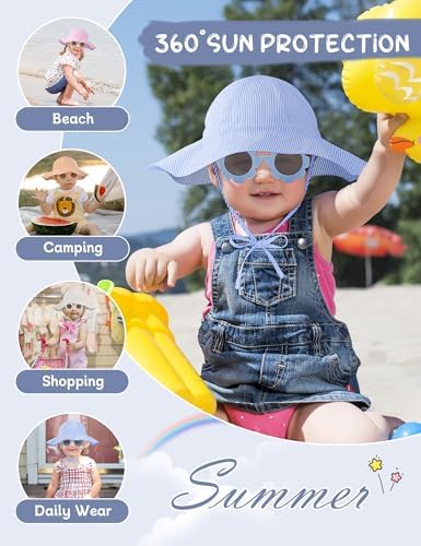 Durio UPF50+ Baby Sun Hat and Sunglasses - Image 6