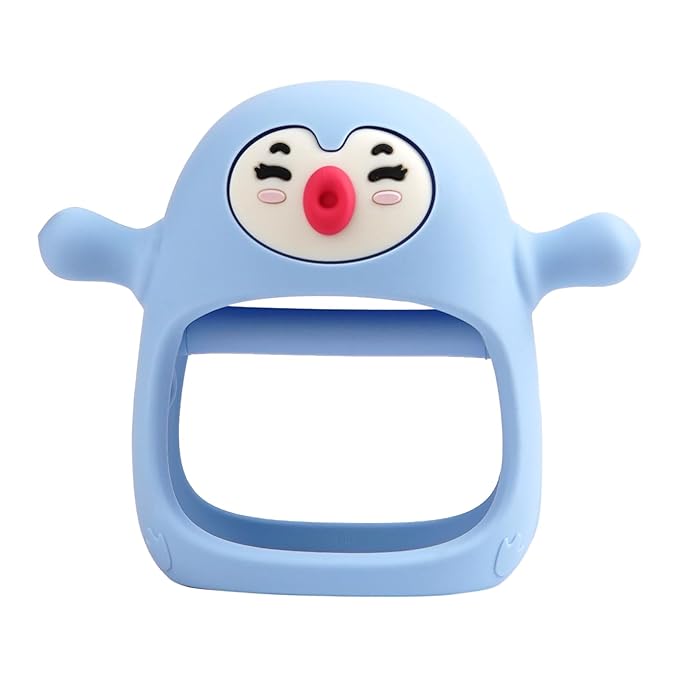 Smily Mia Shy Penguin Pencifiers for Breastfed Babies, Breastfed Essentials, Baby Essentials New Born Must Haves, Baby Pacifiers for 0-3,3-6,6-9Months Infants,Sky Blue