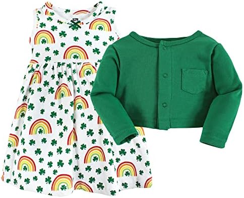Hudson Baby Infant and Toddler Girls Cotton Dress and Cardigan Set - Image 3