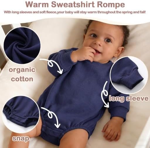 Bafeicao Baby Boy Girl Sweatshirt Romper Bubble Romper | Organic Cotton - Image 2