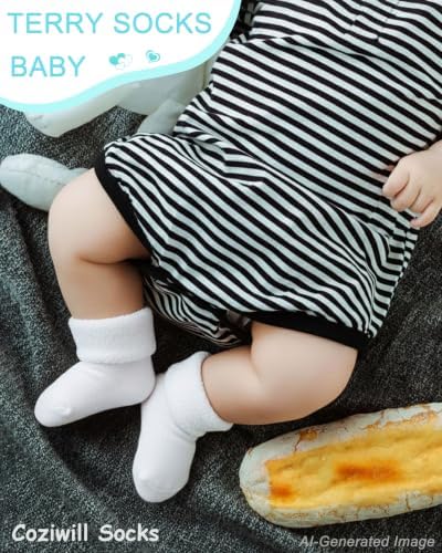 Baby Socks Newborn Terry Cotton Ankle Crew Socks 0-3 Months Girls Preemie Turn - Image 2