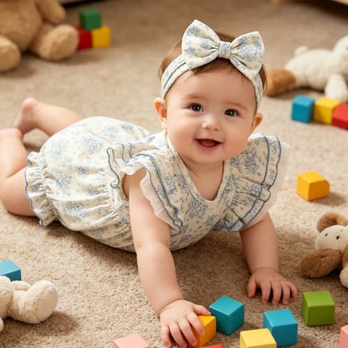 TITKKOP Ruffle Bubble Romper for Baby Girl | One-Piece Shorts Jumpsuit | Summer - Image 2