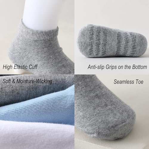Toddler No Show Socks 10 Pairs Cotton Non Slip Baby Socks - Image 4