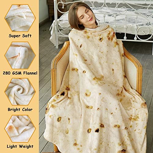 SeaRoomy 60 inches Burrito Tortilla Blanket, Funny Food Throw Blanket - Image 5