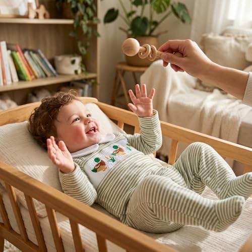 Bagilaanoe Newborn Baby Boy Footie Romper Waffle Knit Outfit Fall Jumpsuit | - Image 2