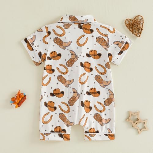 Kuriozud Baby Girl Boy Romper Pajamas Onesie Short Sleeve Button Down Pjs - Image 6
