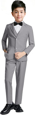 YuanLu Boys Suit for Kids Tuxedo Wedding Ring Bearer Outfit, 5 Piece Boy Slim Fit Formal Suits with Adjustable Waist