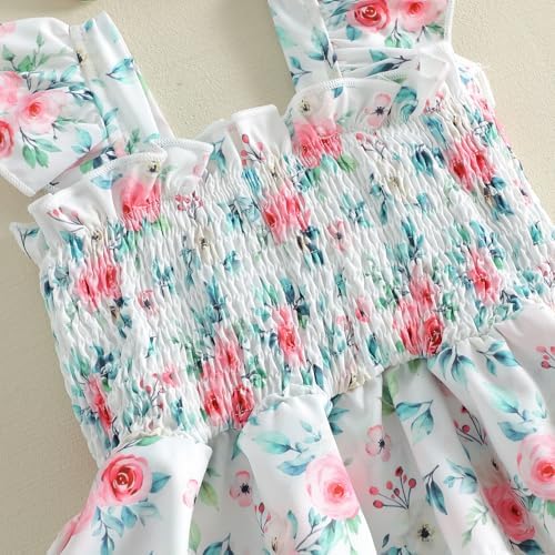 Newborn Baby Girls Summer Clothes Ruffle Sleeveless Pleated Smocked Bubble - Image 7