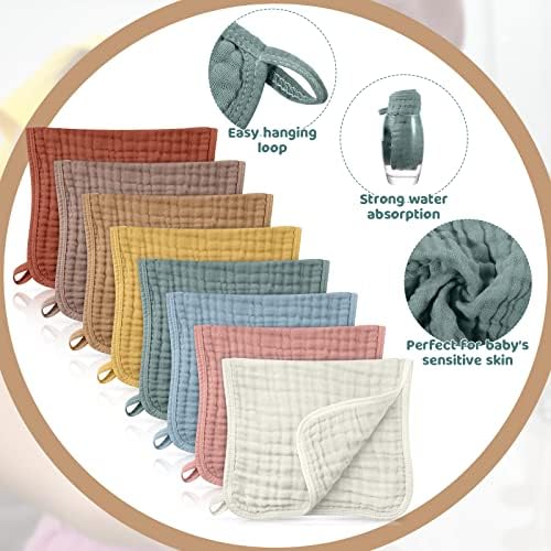 8 Packs Muslin Burp Cloths Large 20" x 10", 6 Layers Unisex Baby Absorbent 100% - Image 2