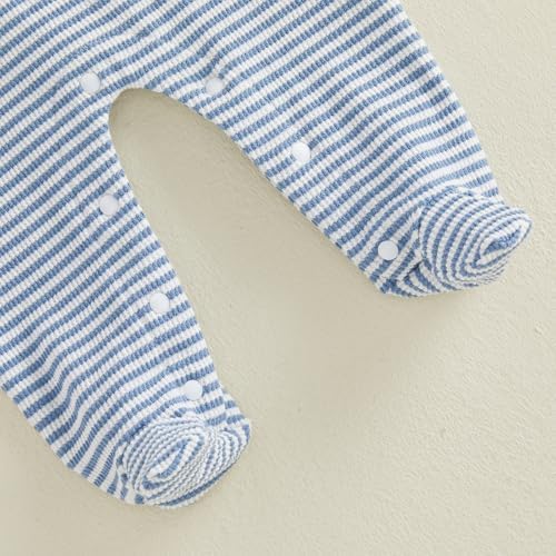 Bagilaanoe Newborn Baby Boy Footie Romper Waffle Knit Outfit Fall Jumpsuit | - Image 6