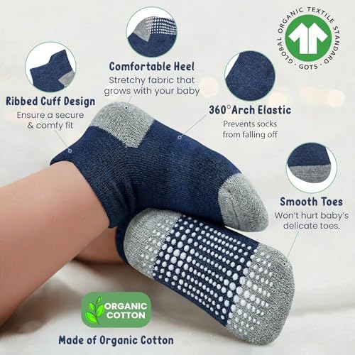GOTS Organic Cotton Blend Ankle Toddler Socks 6M-12M-2t-3t-4t-5t Baby Gift - Image 3