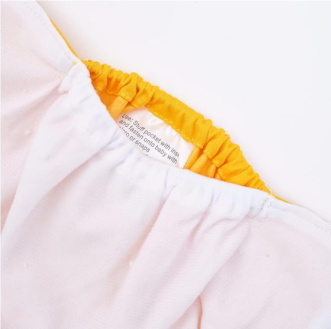 HappyFlute 4 Sets Newborn Baby Cloth Pocket Diapers One Size Adjustable Reusable for Baby Boys and Girls(No Inserts,Yellow)