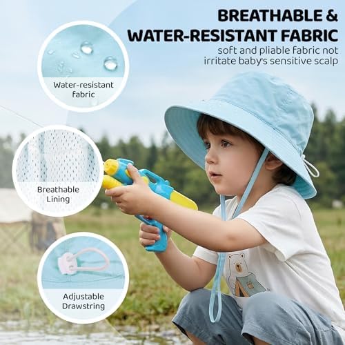 Toddler Bucket Hats UPF 50+ Baby Sun Hat Adjustable Kids Sun Protection Summer - Image 3
