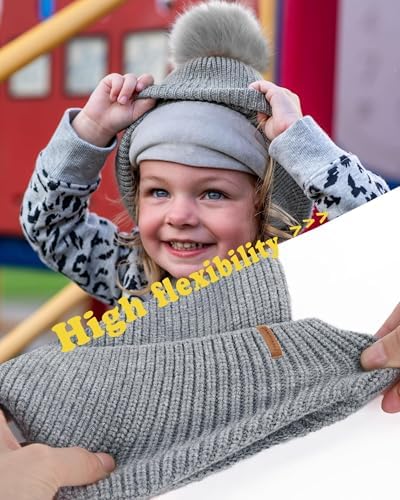 Camptrace Baby Toddler Winter Earflap Hat Fleece Lined Kid Pom Beanie - Image 6