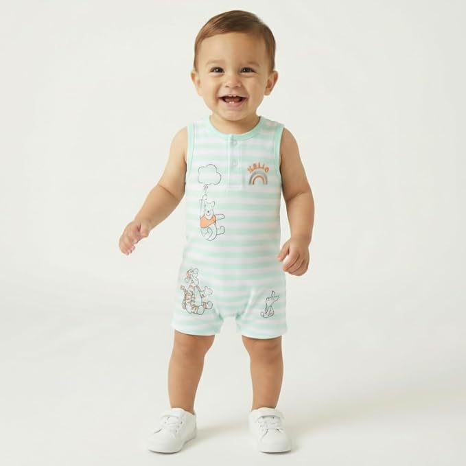 Disney Cars Pooh Mickey Stitch Baby Boys 2 Pack Romper - Image 4