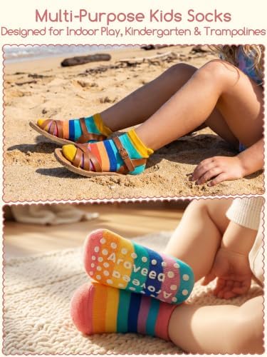 Aroveea Toddler Socks Non Slip Grip Ankle Baby 12 Pack - Image 5