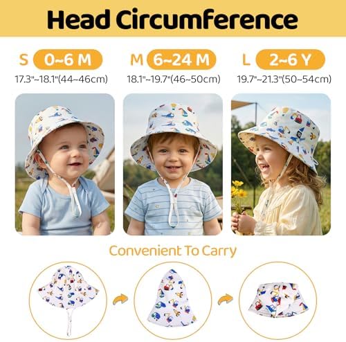 Toddler Bucket Hats UPF 50+ Baby Sun Hat Adjustable Kids Sun Protection Summer - Image 6