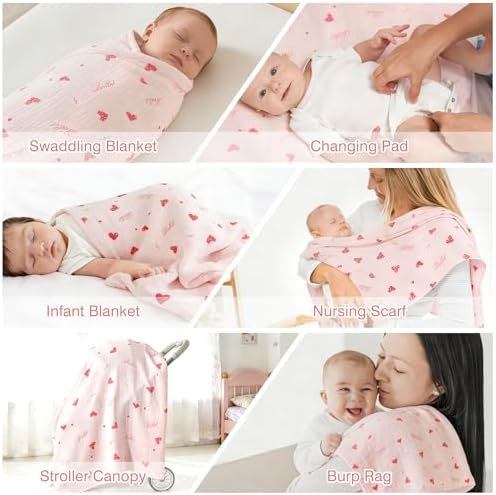 Baby Swaddle Blankets, Bamboo Muslin Receiving Blanket | 1-Pack, Lightweight & - Image 6