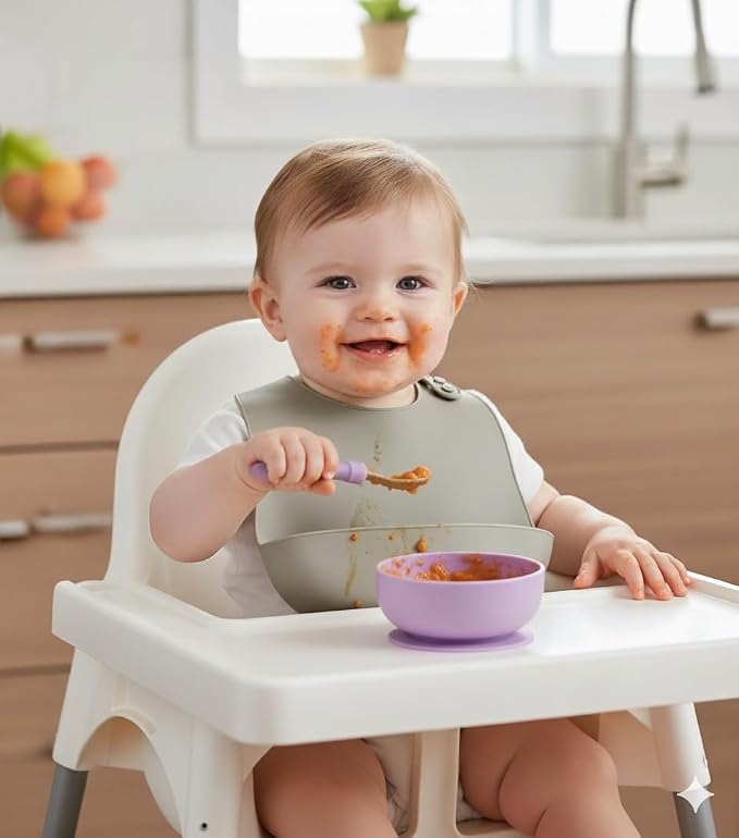 PandaEar 5 Pack Waterproof Silicone Baby Bibs| Super Thin Light Weight Feeding - Image 2
