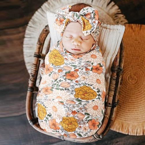 DRESHOW BQUBO Baby Girl Newborn Floral Receiving Blankets - Image 3