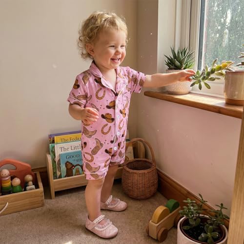 Kuriozud Baby Girl Boy Romper Pajamas Onesie Short Sleeve Button Down Pjs - Image 2