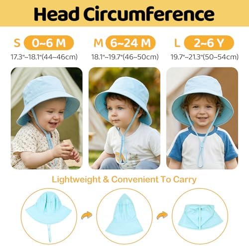 Toddler Bucket Hats UPF 50+ Baby Sun Hat Adjustable Kids Sun Protection Summer - Image 6